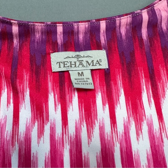 TEHAMA pink purple ikat soft yoga dress, M. - Picture 5 of 7